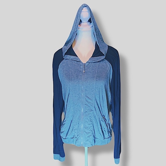 Bianca Nygard XL Women's Super Soft Cotton Zip-Up Hoodie Gray and Black Sweater - Picture 1 of 3